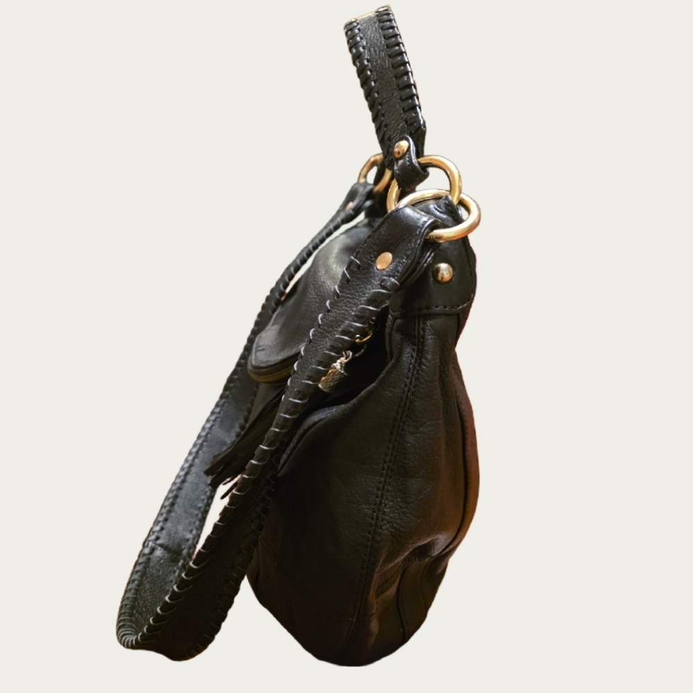 Onna Ehrlich Rachel Black Pebbled Leather Shoulder Bag - Picture 6 of 14